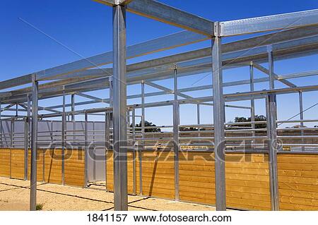 Stock Photo - New barn construction, Temecula, Southern California, USA . Fotosearch