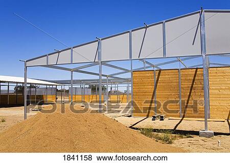 Stock Photo - New barn construction, Temecula, Southern California, USA . Fotosearch