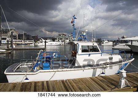 Picture - Police Boat, Long Wharf, Boston, Massachusetts, USA . Fotosearch