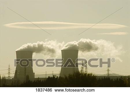 Stock Photograph - Pollution from smoke stacks. Fotosearch