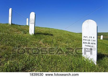 Stock Image - Post Cemetery in Fort Lincoln State Park, Mandan, North Dakota, USA . Fotosearch
