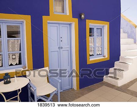 Stock Image - Purple walls, Santorini, Greece . Fotosearch