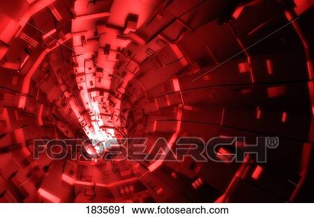 Stock Image - Red tunnel abstract. Fotosearch