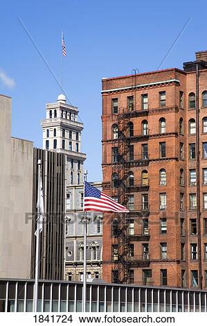 Picture - Rochester, New York State, USA; American flag . Fotosearch