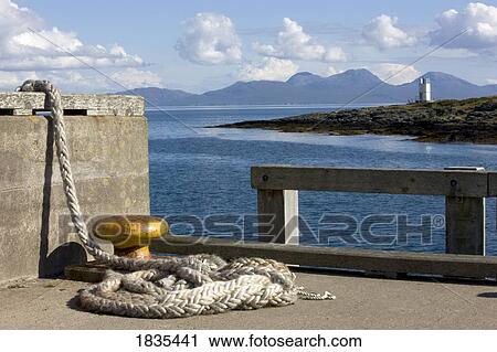 Stock Image - Rope on a marina, Colonsay, Scotland. Fotosearch
