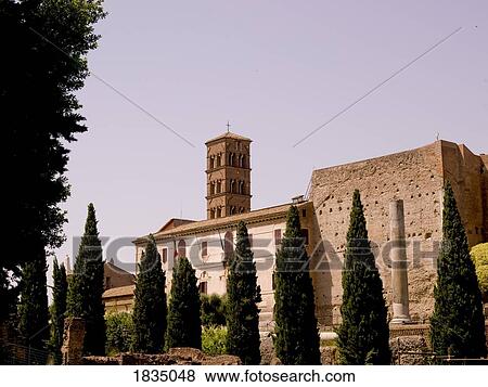 Stock Photo - Santa Maria in Cosmedin, Rome, Italy; Basilica church originally constructed in the 6th Century . Fotosearch