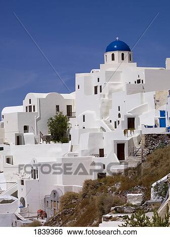 Stock Photograph - Santorini, Greece; Houses. Fotosearch