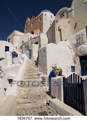 Stock Photo - Stairway, Santorini, Greece, Europe . Fotosearch
