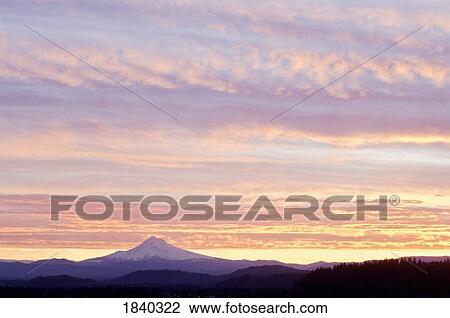 Sunrise over Mount Hood from Portland, Oregon, USA View Large Photo Image Stock Image - Sunrise over Mount Hood from Portland, Oregon, USA. Fotosearch