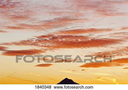 Stock Photo - Sunrise sky over Mount Hood, Portland, Oregon, USA . Fotosearch