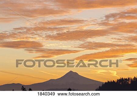 Stock Photo - Sunrise sky over Mount Hood, Portland, Oregon, USA . Fotosearch