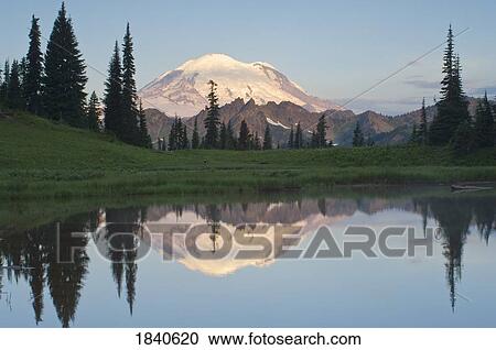 Stock Image - Tipso Lake, Mt. Rainier National Park, Washington, USA. Fotosearch
