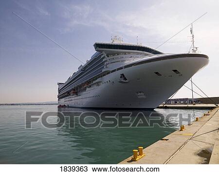 Stock Image - Venice, Italy; Cruise ship at port. Fotosearch