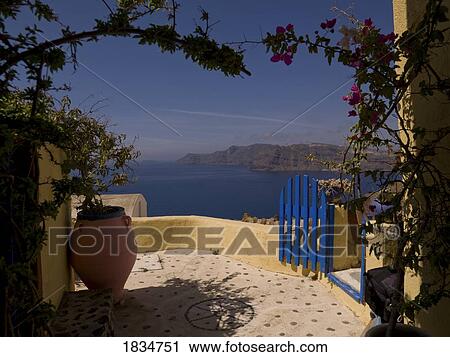 Stock Image - Veranda, Santorini, Greece . Fotosearch
