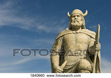 Stock Image - Viking statue, Gimli, Manitoba, Canada. Fotosearch