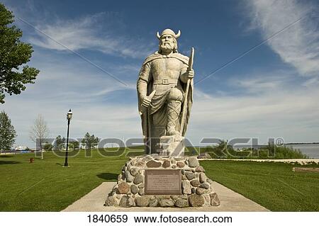 Stock Photo - Viking statue, Gimli, Manitoba, Canada. Fotosearch