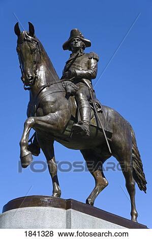 Stock Photo - Washington's statue in Boston Public Garden, Boston, Massachusetts, USA . Fotosearch