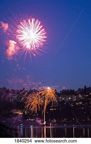 Willamette River, Portland, Oregon, USA; Fireworks View Large Photo Image Picture - Willamette River, Portland, Oregon, USA; Fireworks. Fotosearch
