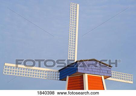 Stock Photo - Windmill, Wooden Shoe Tulip Farm, Oregon, USA. Fotosearch