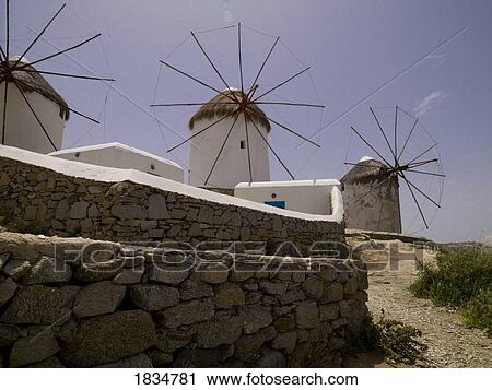 Windmills, Mykonos, Greece View Large Photo Image Stock Image - Windmills, Mykonos, Greece. Fotosearch