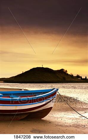 Alnmouth, Northumberland, England; Boat on sunset beach View Large Photo Image Stock Photo - Alnmouth, Northumberland, England; Boat on sunset beach. Fotosearch