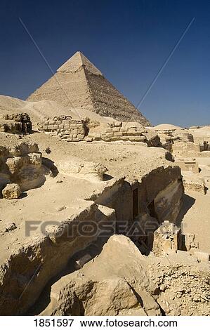 Stock Photo - Cairo, Egypt; The pyramids at Giza. Fotosearch