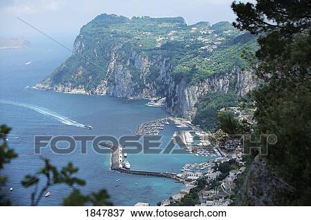 Capri, Italy; Scenic view of ocean marina View Large Photo Image Stock Photo - Capri, Italy; Scenic view of ocean marina. Fotosearch