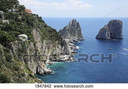 Stock Image - Capri, Italy; Sea stacks. Fotosearch