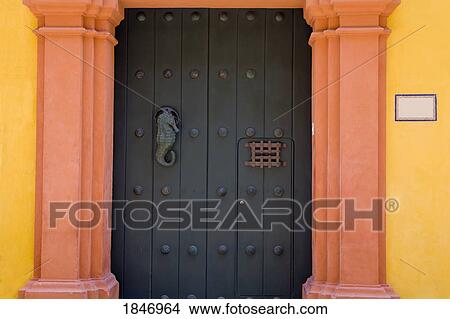 Cartagena City, Bolivar State, Colombia, Central America; Door in Old Walled City District View Large Photo Image Picture - Cartagena City, Bolivar State, Colombia, Central America; Door in Old Walled City District . Fotosearch