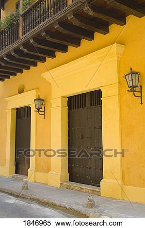 Cartagena City, Bolivar State, Colombia, Central America; Doors in Old Walled City District View Large Photo Image Stock Photography - Cartagena City, Bolivar State, Colombia, Central America; Doors in Old Walled City District . Fotosearch