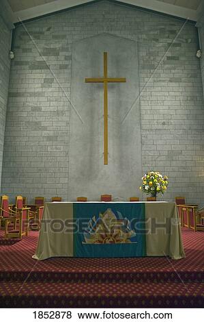 Stock Photo - Christ Church Anglican Cathedral, Nelson New Zealand; The sanctuary. Fotosearch