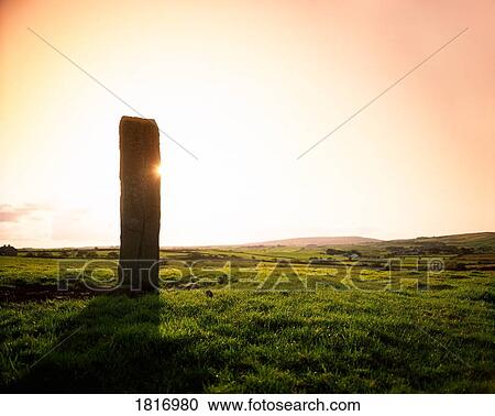Stock Image - County Mayo, Ireland, Ogham Stone. Fotosearch