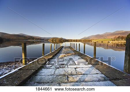 Dock in a lake, Cumbria, England View Large Photo Image Stock Image - Dock in a lake, Cumbria, England. Fotosearch