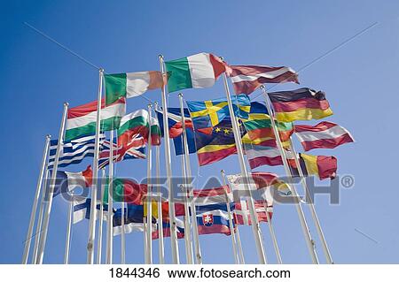 Flags of countries belonging to the European Union View Large Photo Image Stock Photograph - Flags of countries belonging to the European Union. Fotosearch