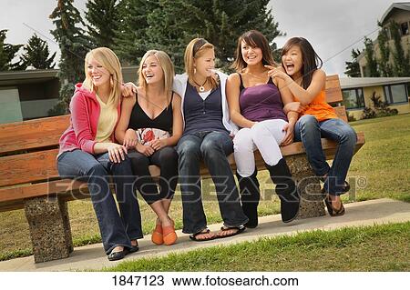 Stock Image - Group of girlfriends. Fotosearch