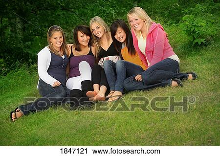Stock Image - Group of girls. Fotosearch
