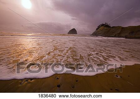 Haystack Rock, Cape Kiwanda, Oregon Coast, Oregon, USA View Large Photo Image Stock Image - Haystack Rock, Cape Kiwanda, Oregon Coast, Oregon, USA. Fotosearch