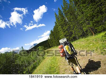 Kananaskis, Alberta, Canada; Backpacker View Large Photo Image Stock Photo - Kananaskis, Alberta, Canada; Backpacker. Fotosearch