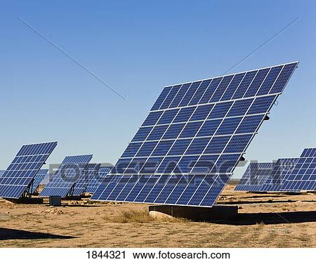 Stock Image - La Calahorra, Granada, Spain; Solar panels. Fotosearch