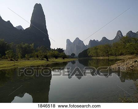 Stock Photo - Li river running through Guangxi, China. Fotosearch
