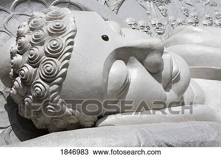 Stock Image - Long Son Pagoda, Nha Trang City, Vietnam, Asia; Reclining Buddha . Fotosearch