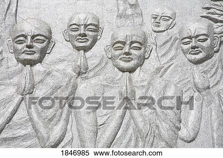 Long Son Pagoda, Nha Trang City, Vietnam, Asia; Relief of praying people View Large Photo Image Stock Photography - Long Son Pagoda, Nha Trang City, Vietnam, Asia; Relief of praying people. Fotosearch