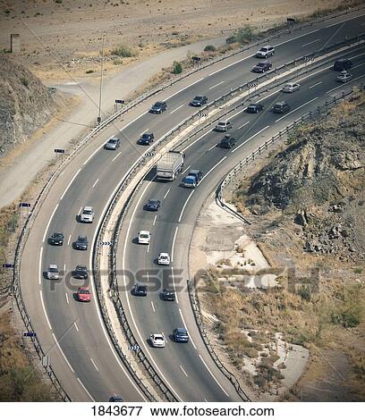 Stock Photo - Malaga, Spain; Busy highway. Fotosearch