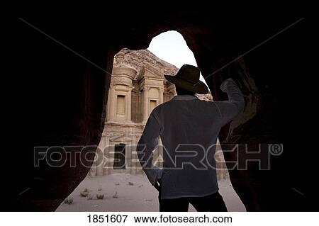 Man in hat; Man visiting The Monastery, Petra, Jordan View Large Photo Image Stock Photo - Man in hat; Man visiting The Monastery, Petra, Jordan. Fotosearch