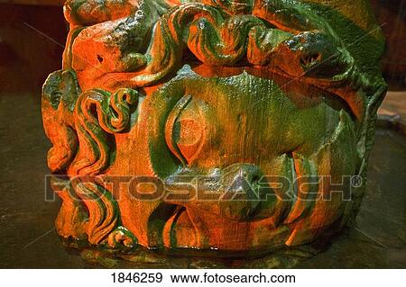 Stock Photo - Medusa's head, Basilica Cistern, Istanbul, Turkey. Fotosearch