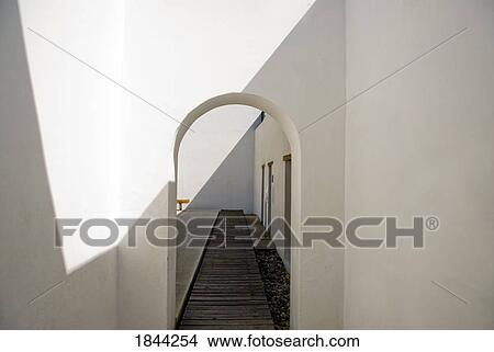 Mexico; White corridor with arched doorway View Large Photo Image Picture - Mexico; White corridor with arched doorway. Fotosearch