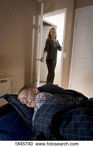 Stock Image - Mother with her son. Fotosearch