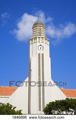 Stock Photograph - Oranjestad City, Aruba, Caribbean; Protestant Church. Fotosearch