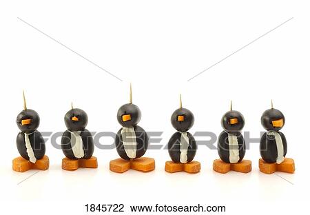 Penguins made of olives, cream cheese and carrots; Appetizers View Large Photo Image Stock Image - Penguins made of olives, cream cheese and carrots; Appetizers. Fotosearch