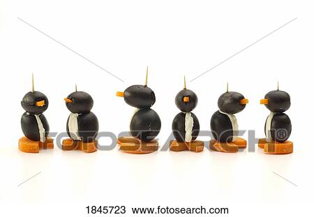 Penguins made of olives, cream cheese and carrots; Appetizers View Large Photo Image Stock Image - Penguins made of olives, cream cheese and carrots; Appetizers. Fotosearch